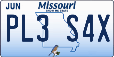 MO license plate PL3S4X