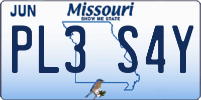 MO license plate PL3S4Y