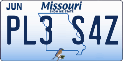 MO license plate PL3S4Z