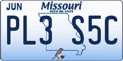 MO license plate PL3S5C