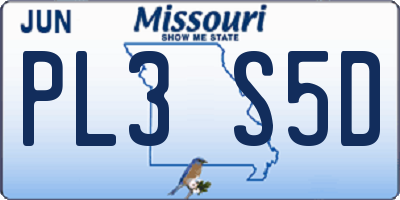 MO license plate PL3S5D