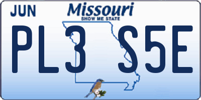 MO license plate PL3S5E