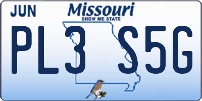 MO license plate PL3S5G