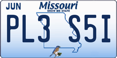 MO license plate PL3S5I