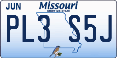 MO license plate PL3S5J