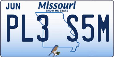 MO license plate PL3S5M