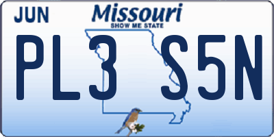 MO license plate PL3S5N
