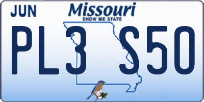 MO license plate PL3S5O