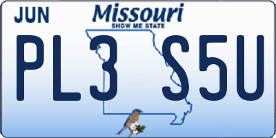 MO license plate PL3S5U