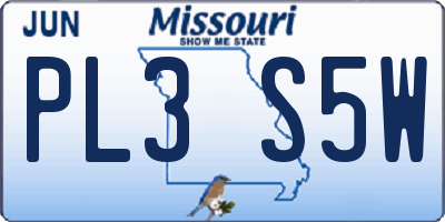 MO license plate PL3S5W