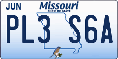 MO license plate PL3S6A
