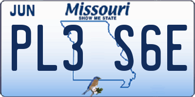 MO license plate PL3S6E