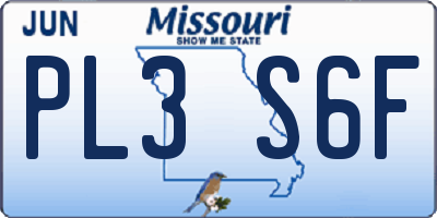 MO license plate PL3S6F