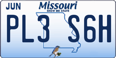 MO license plate PL3S6H