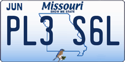 MO license plate PL3S6L
