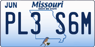 MO license plate PL3S6M
