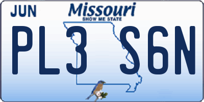 MO license plate PL3S6N