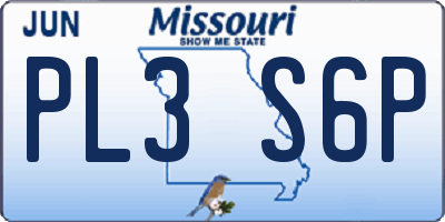MO license plate PL3S6P