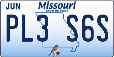 MO license plate PL3S6S