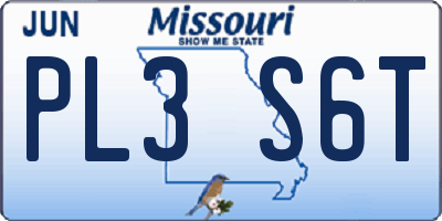 MO license plate PL3S6T