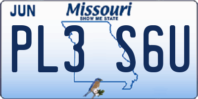 MO license plate PL3S6U