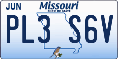MO license plate PL3S6V