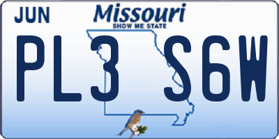 MO license plate PL3S6W