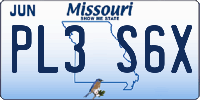 MO license plate PL3S6X