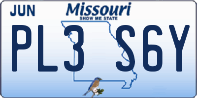 MO license plate PL3S6Y