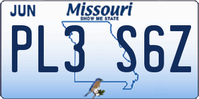 MO license plate PL3S6Z