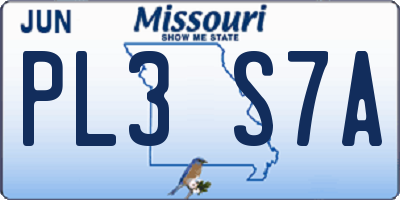 MO license plate PL3S7A