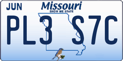 MO license plate PL3S7C