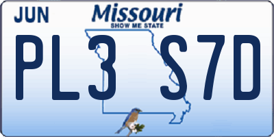 MO license plate PL3S7D