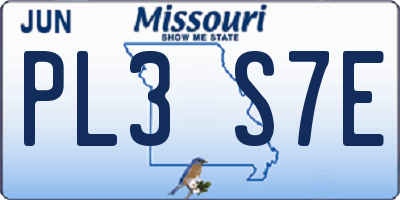 MO license plate PL3S7E