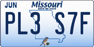 MO license plate PL3S7F