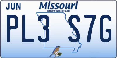 MO license plate PL3S7G