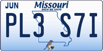MO license plate PL3S7I