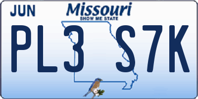 MO license plate PL3S7K