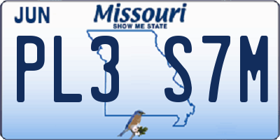MO license plate PL3S7M