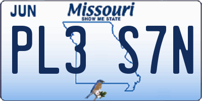 MO license plate PL3S7N