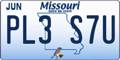 MO license plate PL3S7U