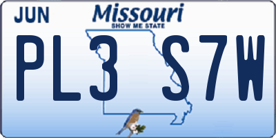 MO license plate PL3S7W