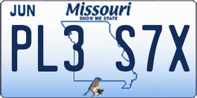 MO license plate PL3S7X
