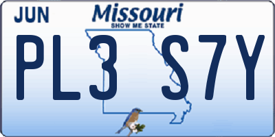 MO license plate PL3S7Y