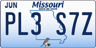 MO license plate PL3S7Z