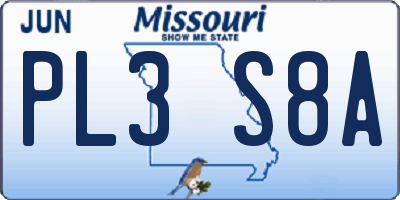 MO license plate PL3S8A