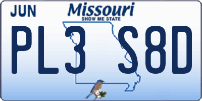 MO license plate PL3S8D
