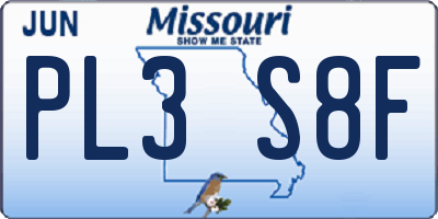 MO license plate PL3S8F