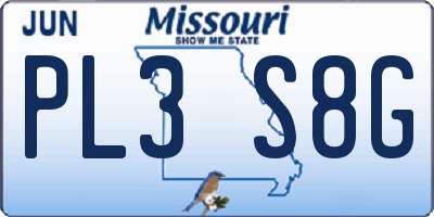 MO license plate PL3S8G