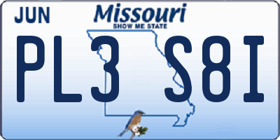MO license plate PL3S8I